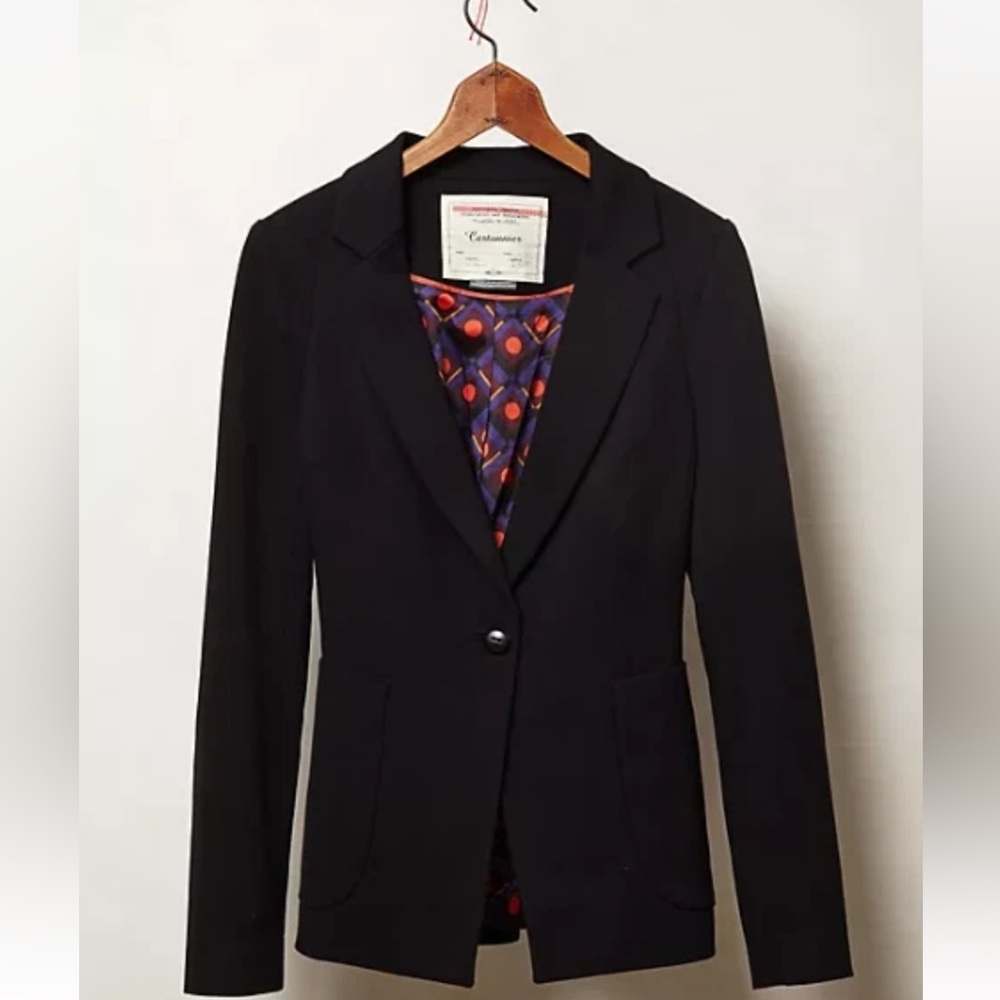 Cartonnier Emerson Tailored Blazer Jacket Size 4 Black Anthropologie EUC